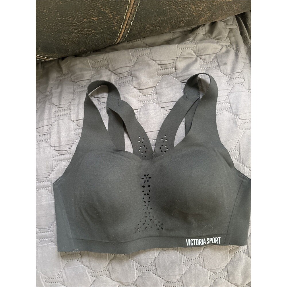 Victorias Secret Angel Max Sports Bra 32C Racerback Hook & Eye Laser Cut Black